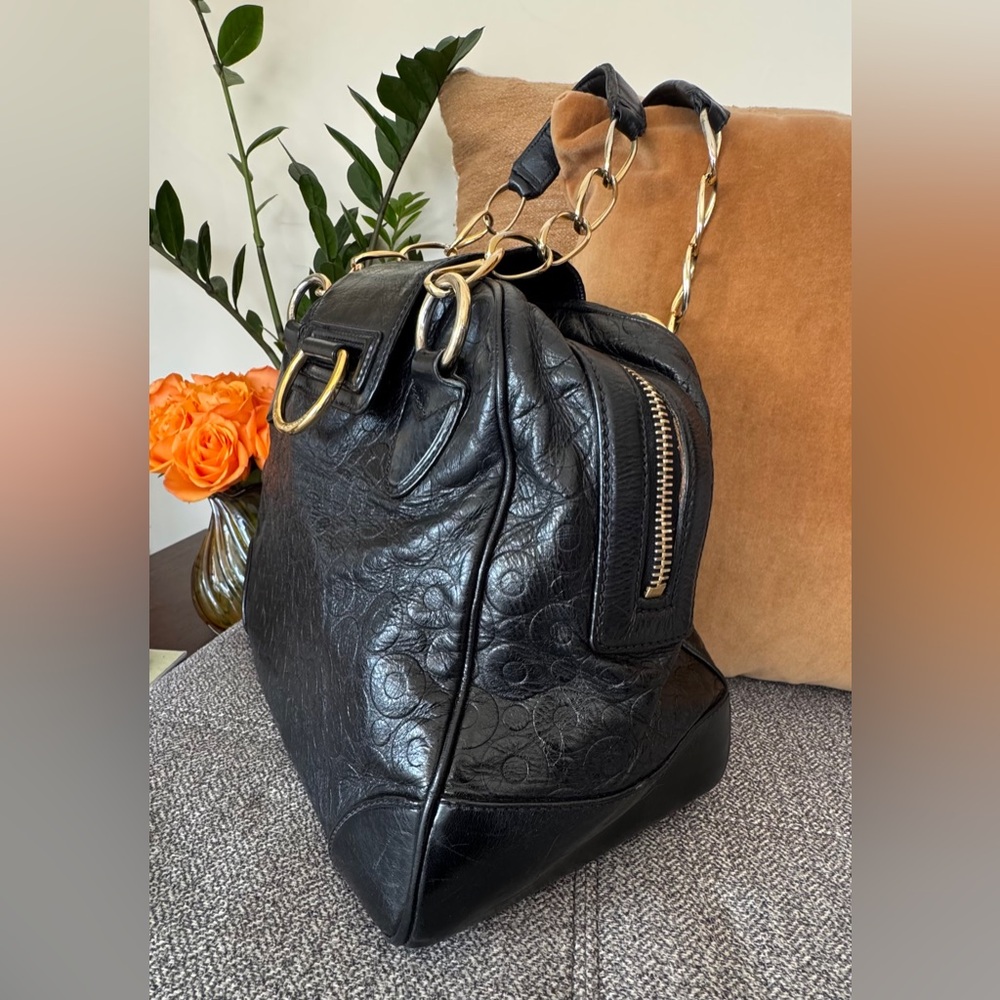 Marc Jacobs Rare Vintage Black Leather Satchel with Gold Chain Handles - Picture 5 of 16